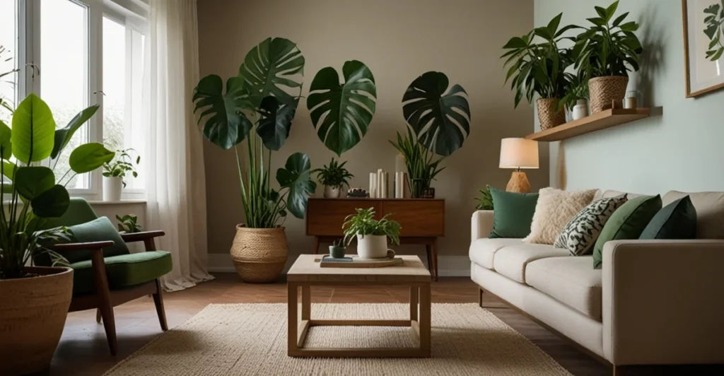 beige and green living room