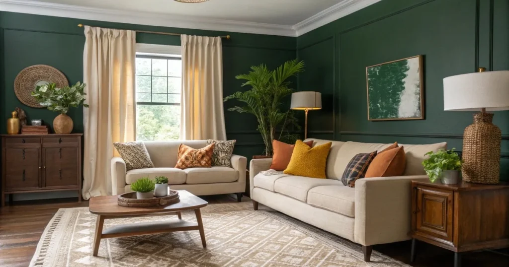 black and green living room